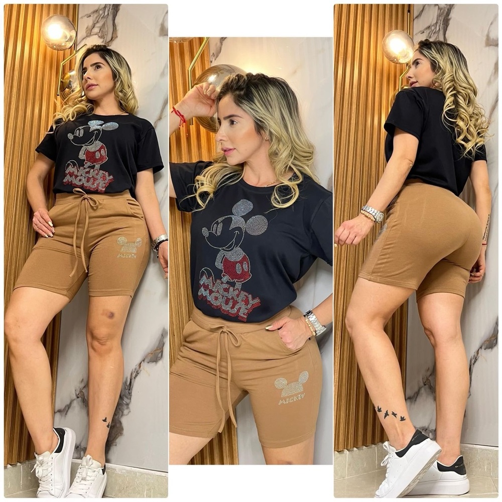 Disney Brown Bike Shorts High-Waisted Casual